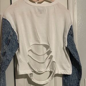 Stylish White and Blue Crop Top